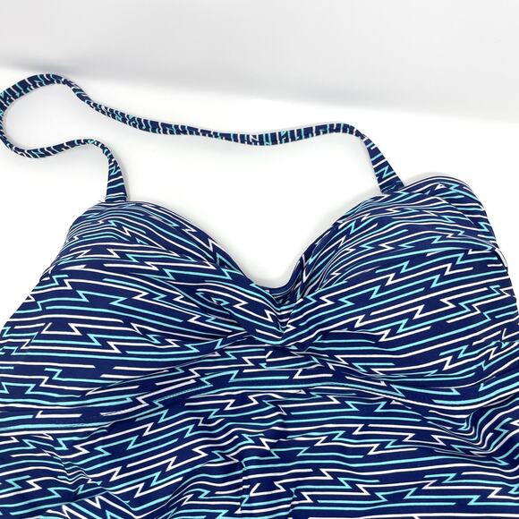 Motherhood Maternity Beach Bump Tankini Bikini Set Blue Aztec Print Size Medium - Picture 3 of 11